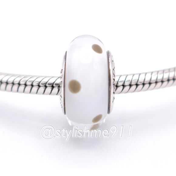 Authentic Pandora White and Black Polka Dots Charm - 790602 - Picture 1 of 10